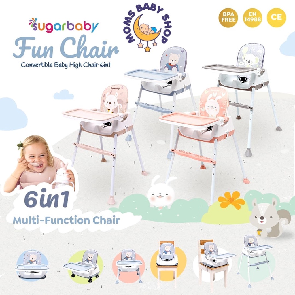 MOMS_ Sugarbaby MY CHAIR // FUN CHAIR (Baby Booster &amp; High Chair) : 6 Growing Stages Kursi Makan Bayi