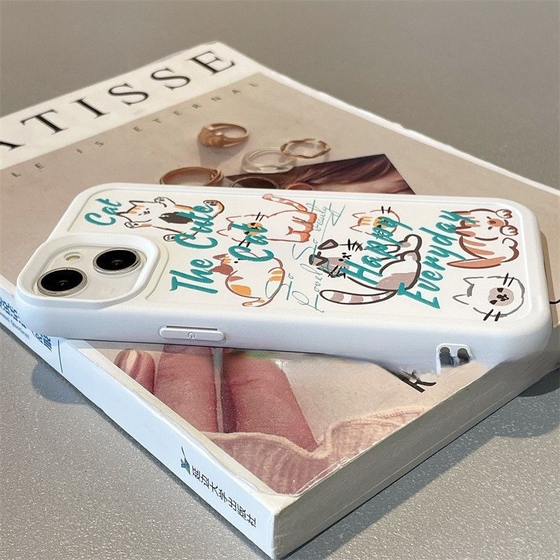 Case Desain Kartun Doodle Kucing Untuk IPhone 12 13 11 Pro Max X Xs Max Xr Uhbd