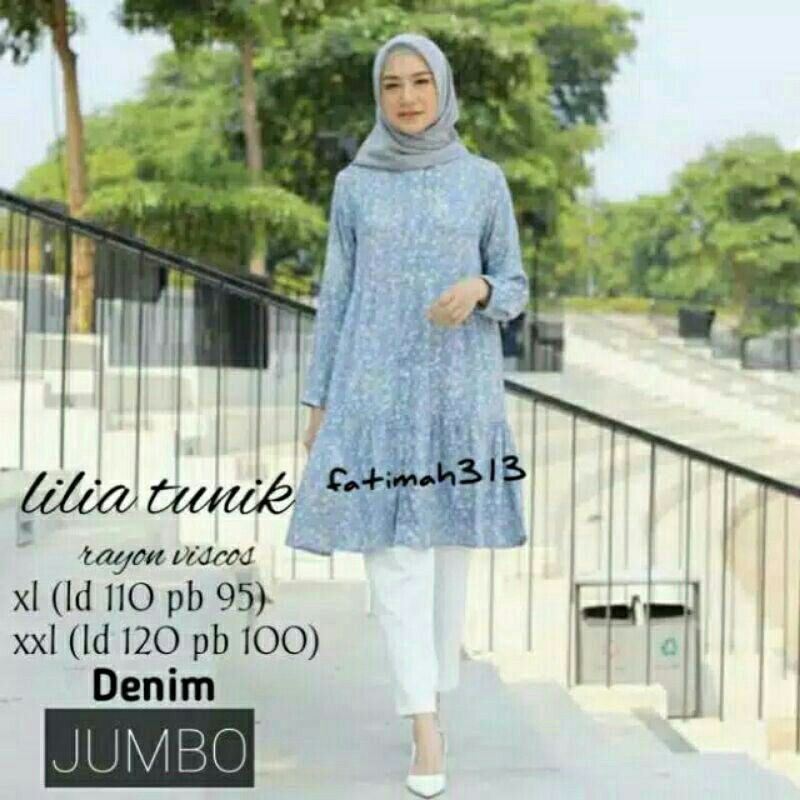Baju Tunik Jumbo Atasan Motif Lilia Tunik Jumbo Bluse Wanita Tunik Busui Atasan Terbaru Baju murah