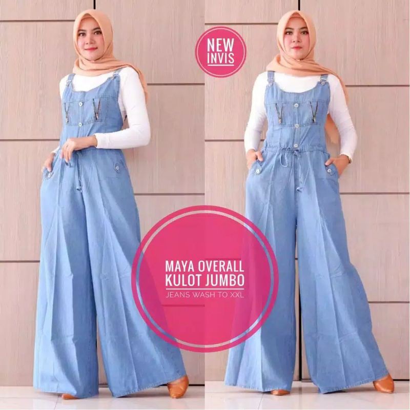 ((3 WARNA)) OVERALL JUMBO!!! MAYA OVERALL MODEL KEKINIAN MATT JEANS WASH FIT TO XXL