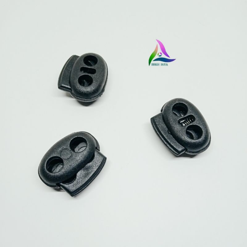 STOPPER COMPO PLASTIK LUBANG DUA HITAM PER 100 PCS