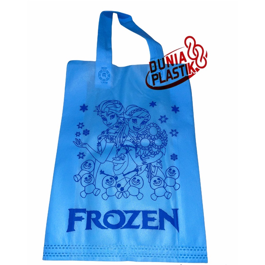 isi12pc TAS KAIN KARAKTER sablon acara party pesta ultah ulang tahun anak souvernir goodie bag kado spunbob gasset tas ramah lingkungan anak cowok cewek spidermen hellokiti unicorn frozen doraemon cars tayo lol tsumtsum-TAS KAIN FROZEN