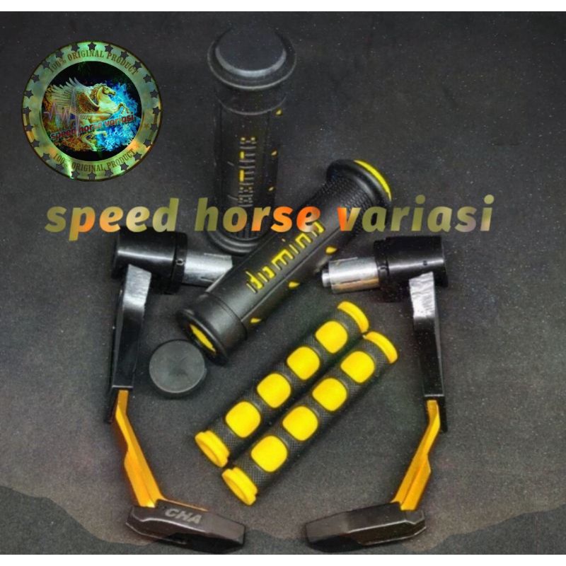 Paket Variasi motor Proguard robot babet+Handgrip Domino sisik+karet handle Uniiversal untuk semua motor