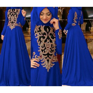 BAJU PESTA MUSLIMAH / GAMIS WANITA MODERN / BAJU GAMIS SYARI BIRU