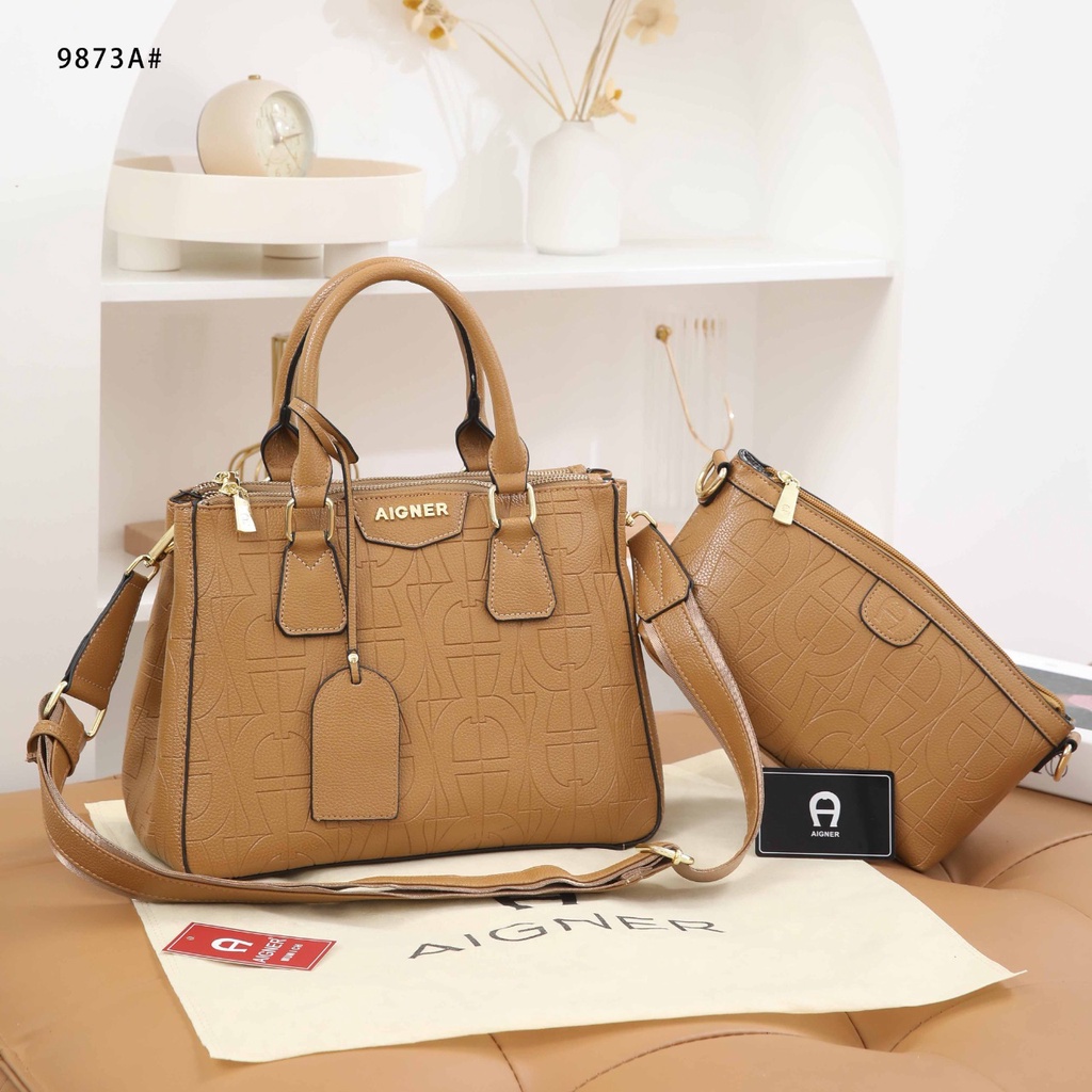 Embossed Leather Satchel 9873A