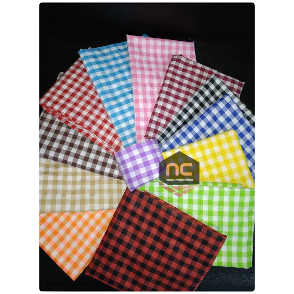 Jual Kain Kotak-kotak Bahan Katun Polyester 024 / 1 cm Lebar 150 cm / 1