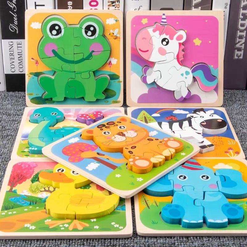 baby wooden chunky puzzle kayu