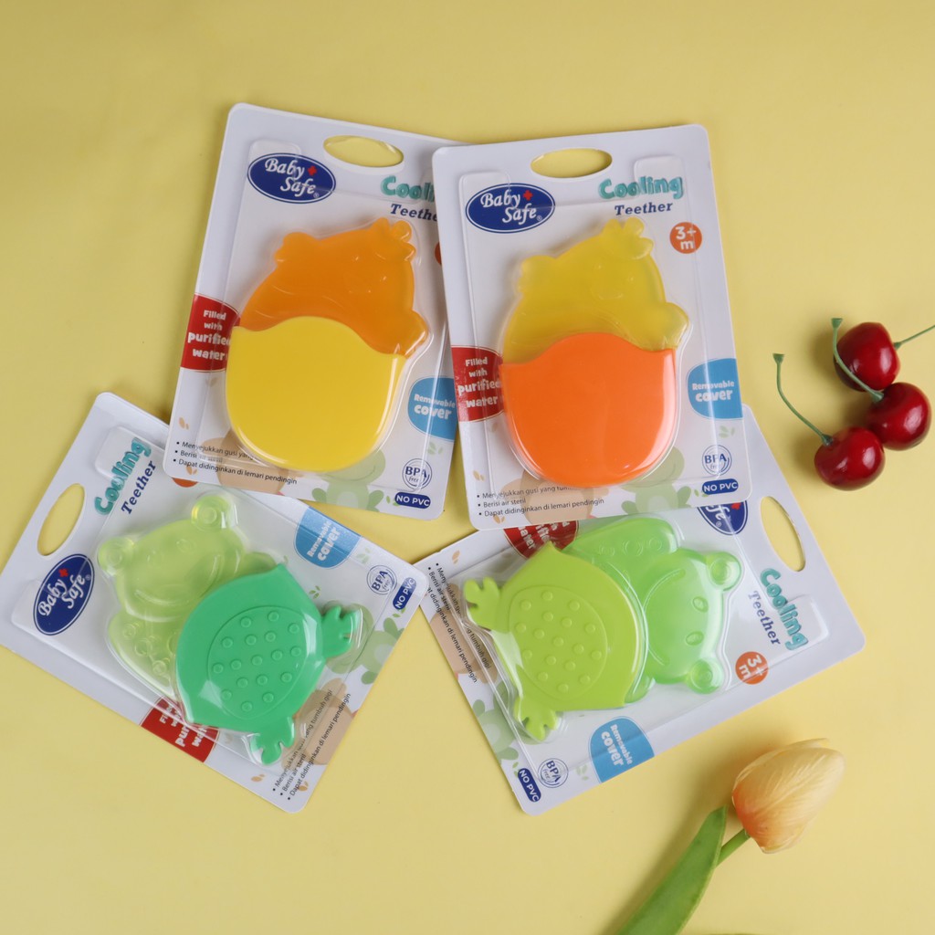 Baby Safe TT004 | Cooling Teether with Purified Water Baby | Mainan Gigitan Bayi Anak | Easy Grip | BPA Free | Orange Hijau Kuning