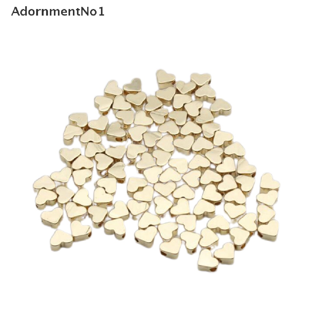 (AdornmentNo1) 70pcs Manik-Manik Bentuk Hati Warna Gold Untuk Membuat Gelang / Kalung DIY