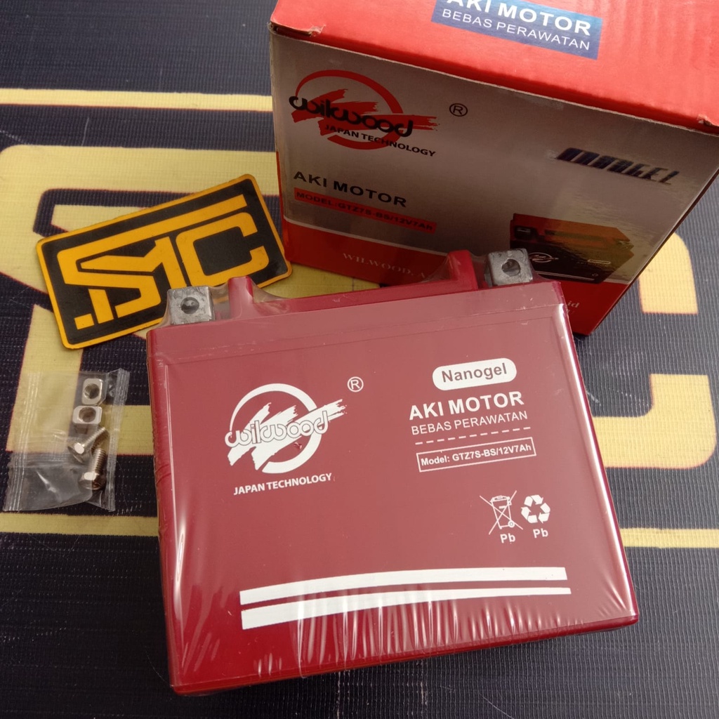 Aki Motor / Accu / Baterai Motor Kering Wilwood GTZ7S 12V-7AH Untuk Motor Satria FU 150 / CBR 150 / 