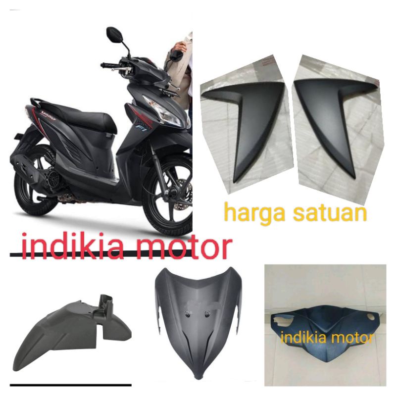 Cover body full halus depan honda vario 110 fi led hitam abu dop matte grey harga eceran/satuan