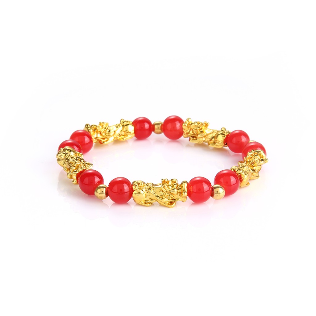 Sha Jin Pixiu Gelang Tangan Batu agate Merah Feng Shui Keberuntungan Untuk Pria / Wanita