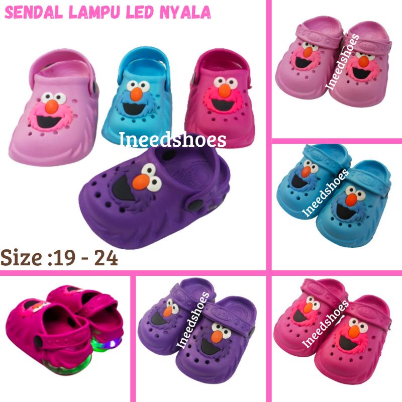 Sepatu Sandal Anak Perempuan Usia 6 Bulan Umur 1 2 3 Tahun Sendal Baim Bayi Balita LED Lampu Nyala K
