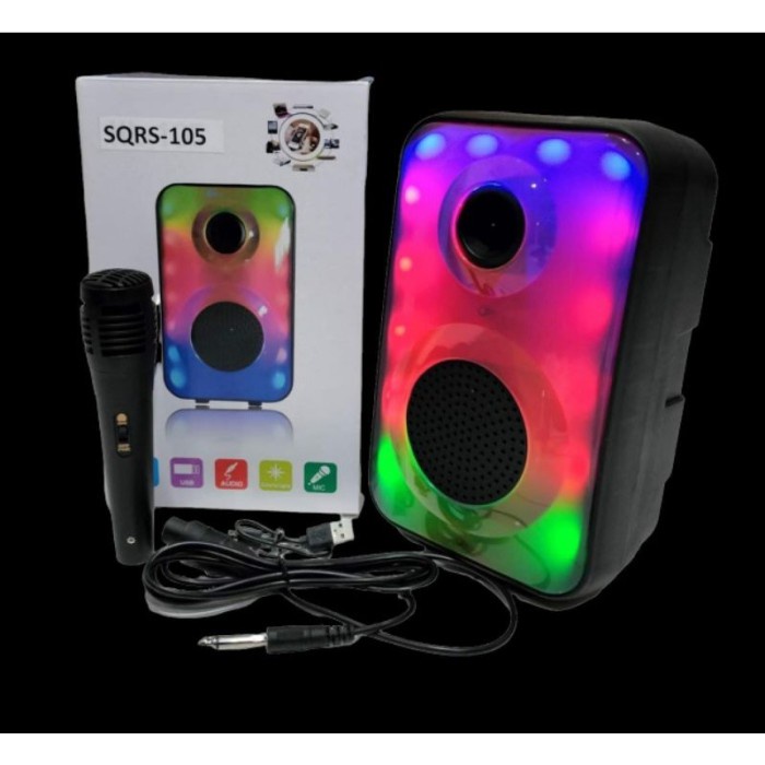 Speaker Karaoke Portable LED Pelangi Plus Mic Bluetooth USB Ukuran 3&quot;