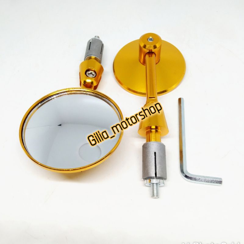 Spion Jalu Bulat Bar End Silver Edition Kaca Cembung Universal Motor