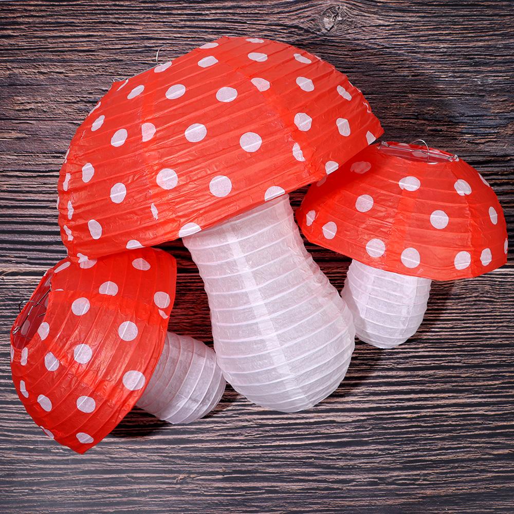 Solighter Mushroom Decor Lantern 3D Lampion Gantung Dekorasi Kamar Tema Taman