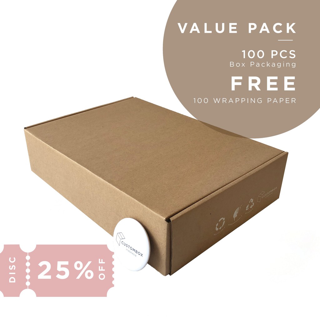 

100 Pcs Kardus Kotak(30.0x21.0x7.0 cm) Kemasan | FREE Wrapping Paper