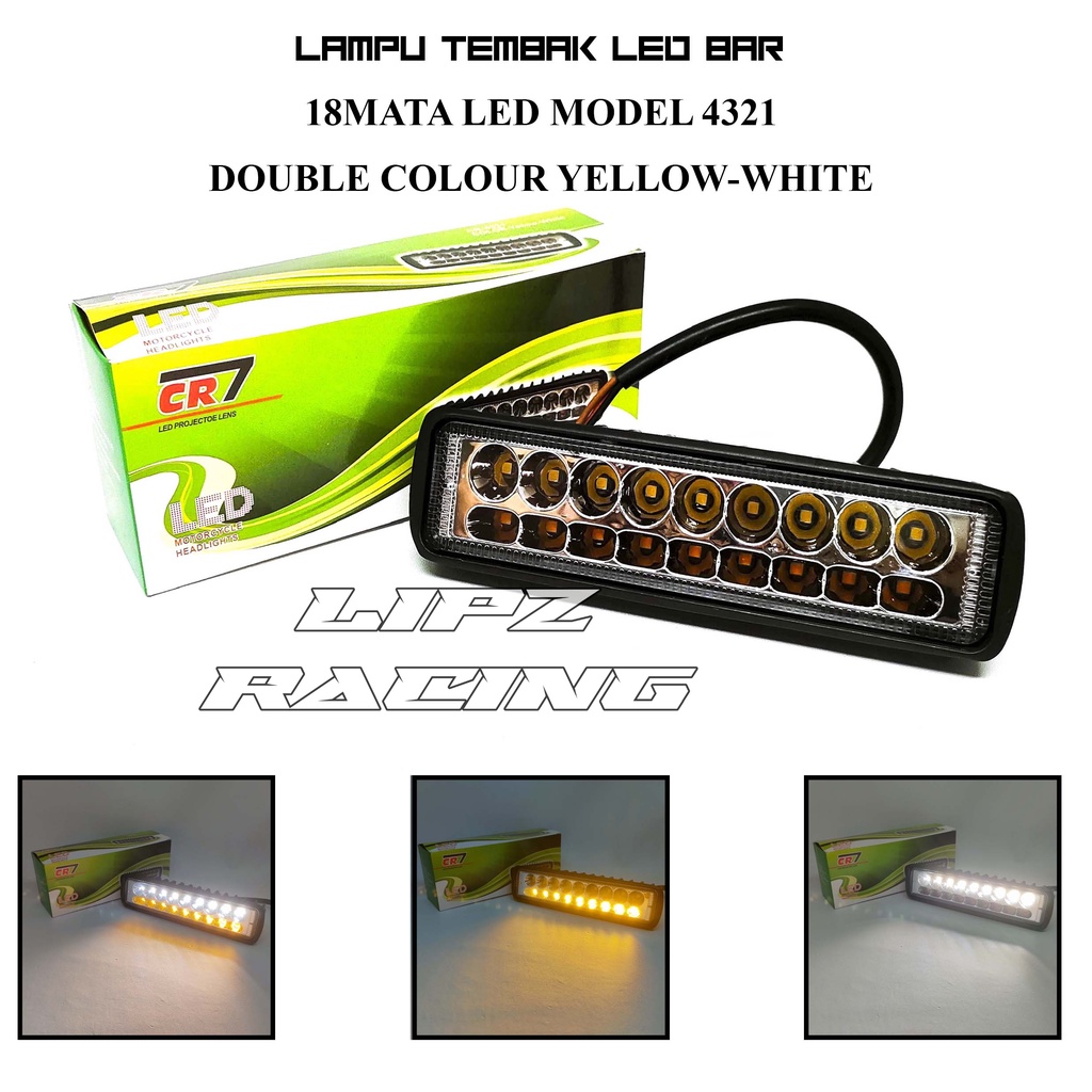 LAMPU TEMBAK / LAMPU SOROT LED 18 MATA LED 3 MODE CAHAYA WHITE / YELLOW / WARM WHITE BAHAN ALUMINIUM