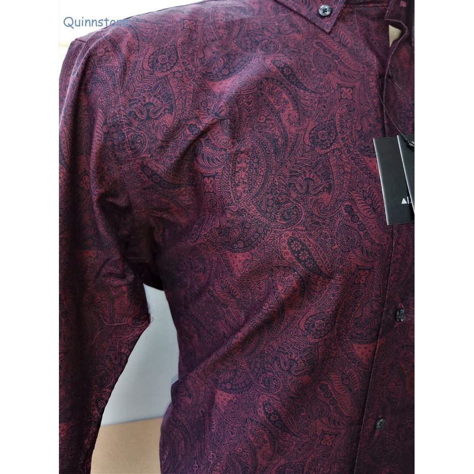 Trendi 2018 ALISAN Kemeja Semi Batik Printing Motif Gradasi - Maroon, M