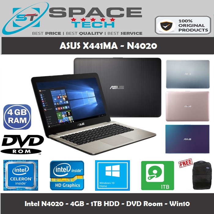 Asus X441MA - Intel N4000 - 4GB - 1TB - 14" - Win10 - Resmi - GA034T-BLUE