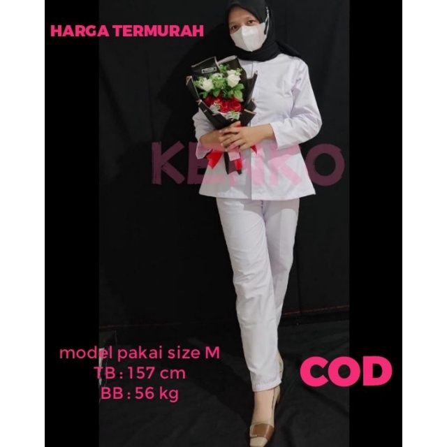 Baju seragam Perawat Wanita Baju atasan Putih Baju Bidan Putih Seragam PNS Putih