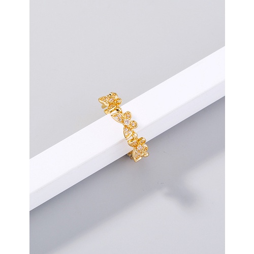 LRC Cincin Fashion Gold Color Gold Color Butterfly Ring With Micro Diamonds V89960