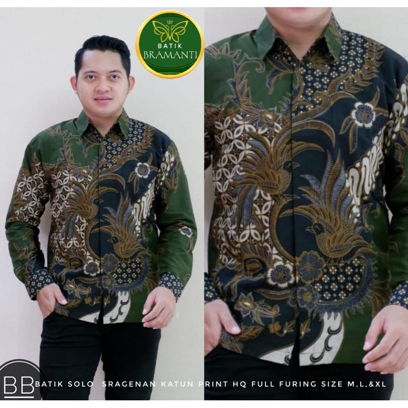 Baju Batik Pria AJI IJO Full Furing Katun Halus Size M-XXL High Quality