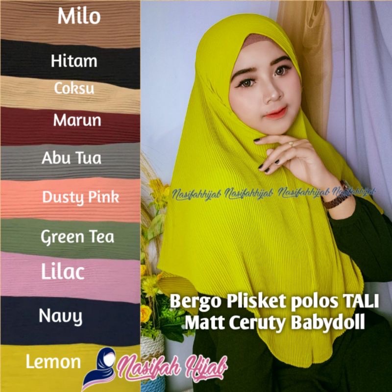 PL bergo plisket nasifah warna olive atau green tea