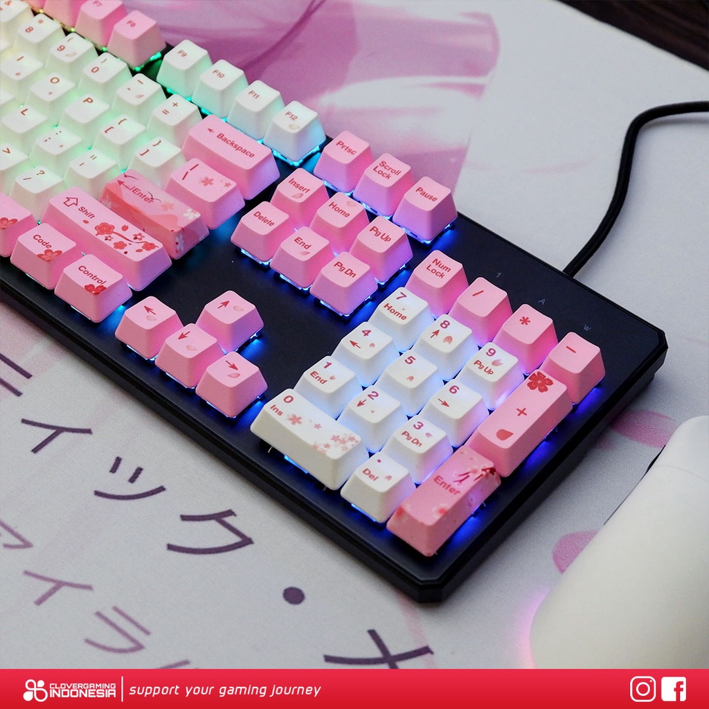 Keycaps Cherry Blossom Sakura PBT Dye Sub - for Mechanical Keyboard