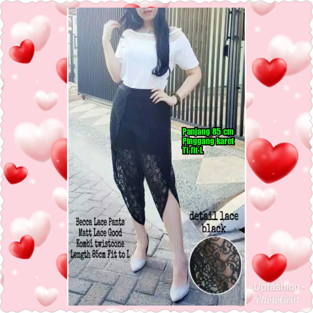 BECCA LACE PANTS / HITAM / PUTIH / FIT TO L