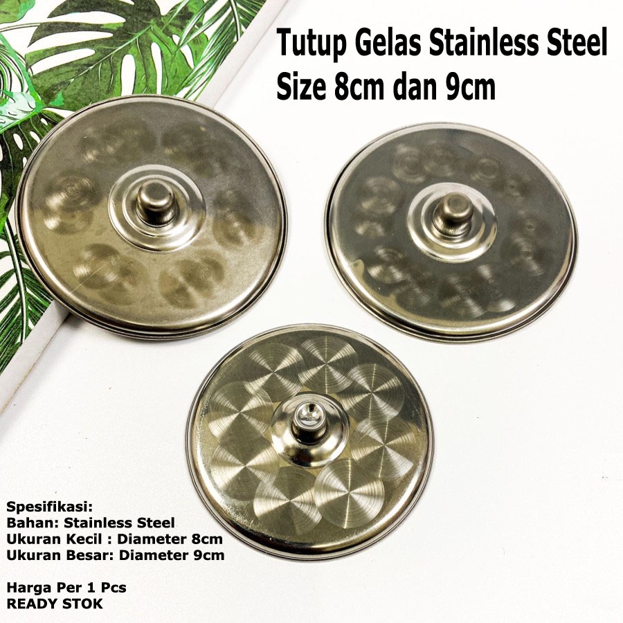 Tutup Gelas Stainless Steel Size 8cm dan 9cm - Tutup Gelas Murah