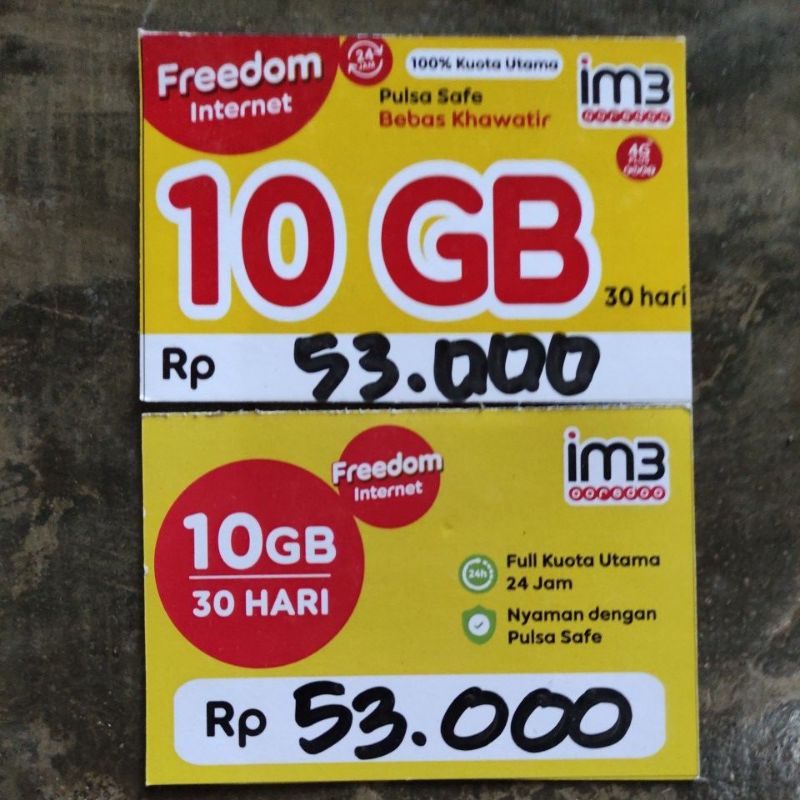 Voucher Fisik Indosat 10GB Freedom
