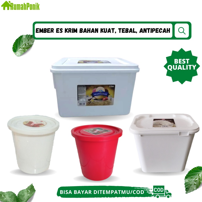 Wadah Pot Hidroponik Dutch Bucket - Ember Es Krim 8 Liter Ember Es Krim Kotak Ember Es Krim Bulat