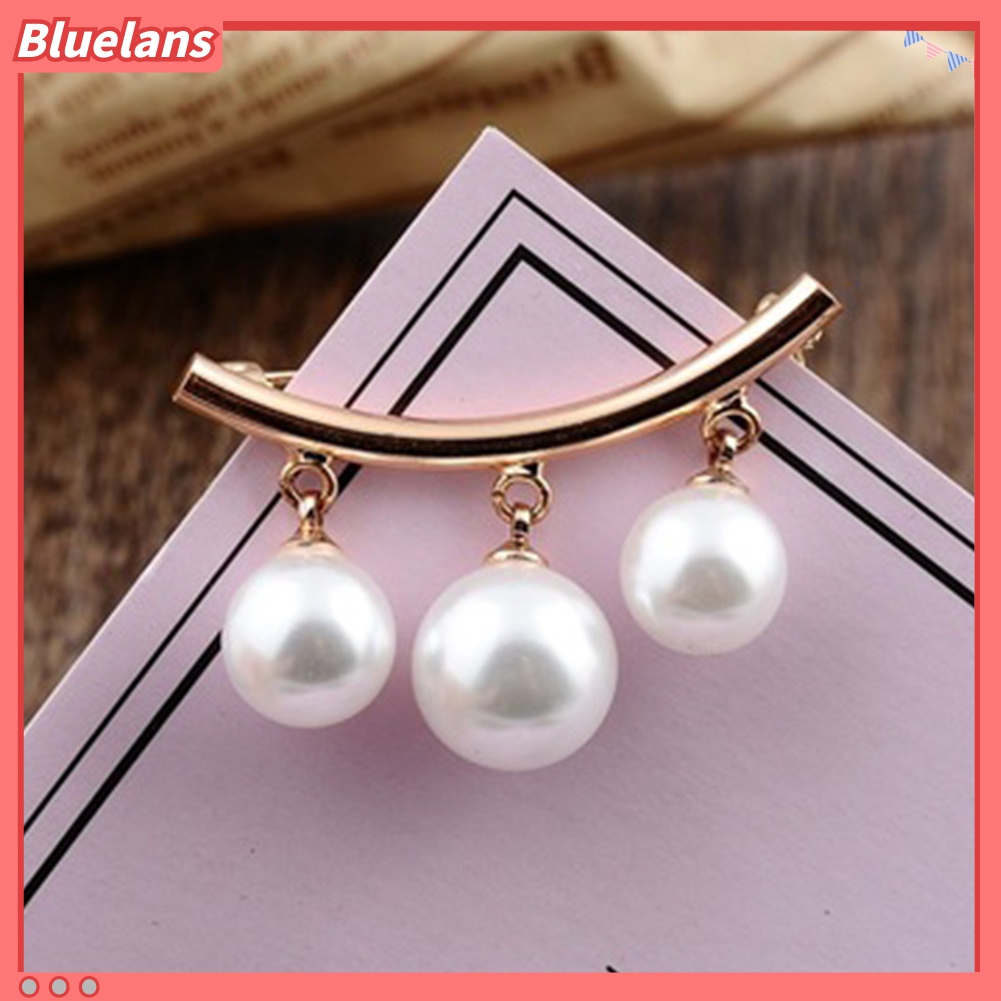 Bluelans Bros Pin Klip Wanita Hias Mutiara Imitasi Untuk Cardigan / Syal / Hadiah