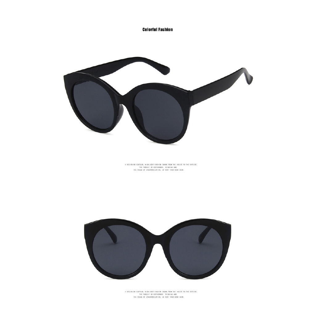 (YUZHU) Gaya Korea Klasik Putaran Cat Eye Sunglasses Wanita / Pria Kacamata Hitam Kacamata Matahari