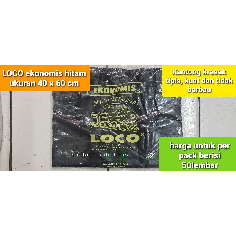 LOCO EKONOMIS HITAM Uk 40 x 60 cm / kresek sampah loco ekonomis hitam