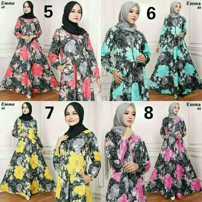 Gamis Wanita Emma Baju Muslim Wanita Gamis Syari Fashion Musliim - Merah