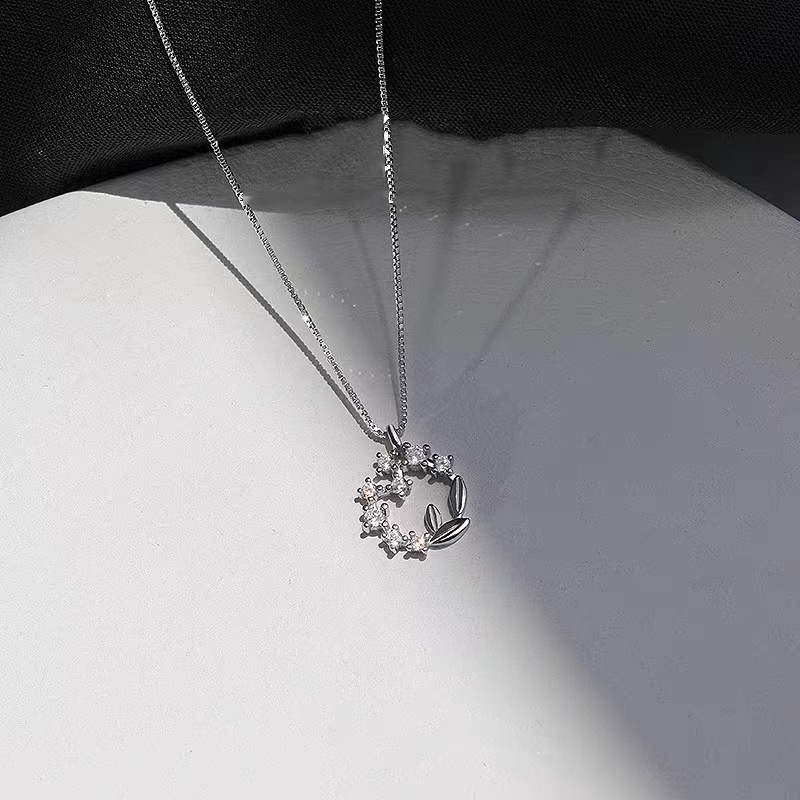 Kalung Rantai Sterling Silver 925 Dengan Liontin Bunga Untuk Wanita