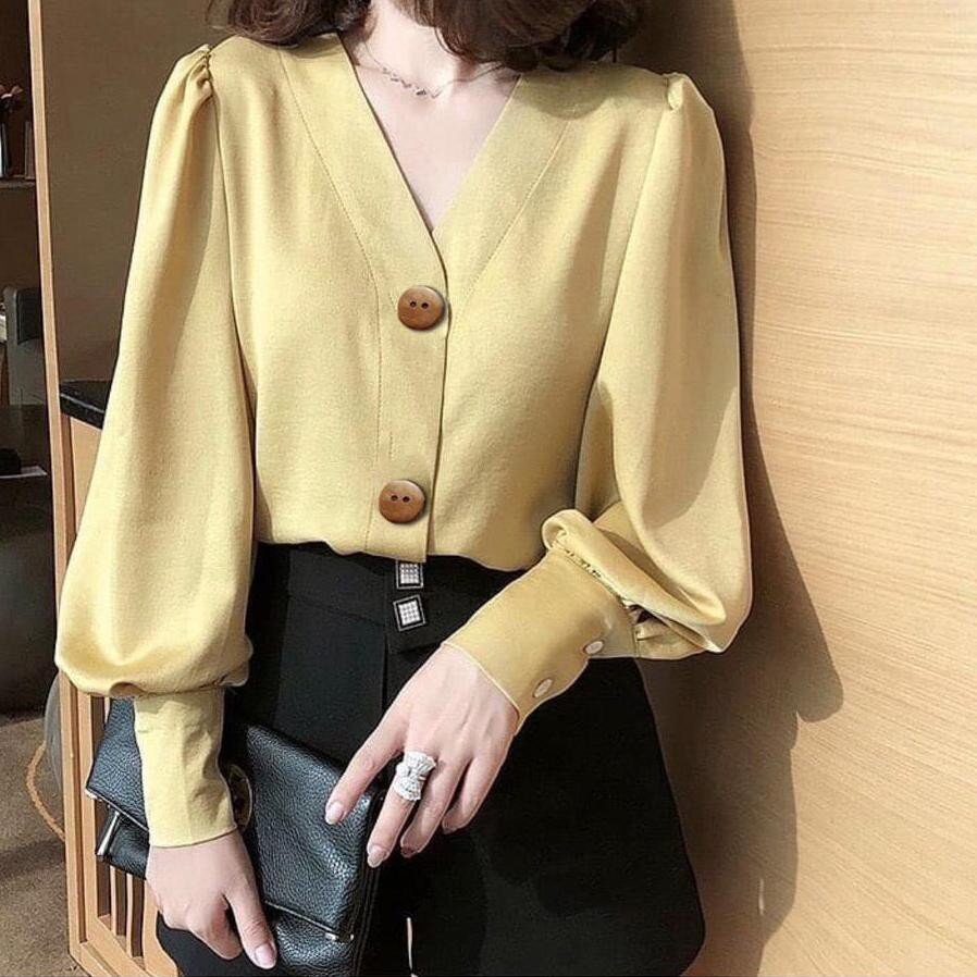 [BISA COD] Blouse Treva Lengan Balon Moscrepe Premium