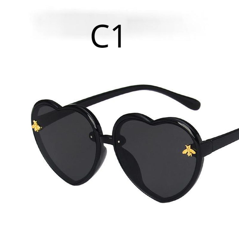 【YUZHU】COD Glitter Cinta Bentuk Bingkai Kartun Bee Sunglasses untuk Anak