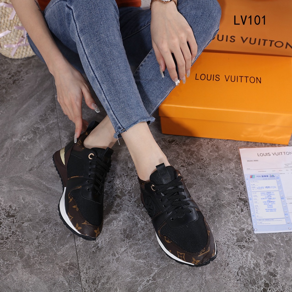 LLV  Run Away Leather Calfskin &amp; Monogram Canvas Sneakers LV101