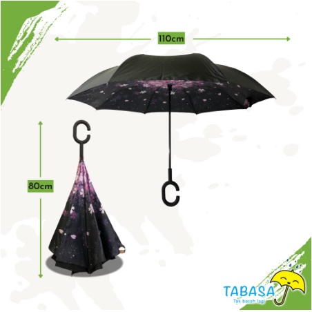 TABASA Payung Kazbrella Terbalik Motif Fashion Unik Cantik Ke12