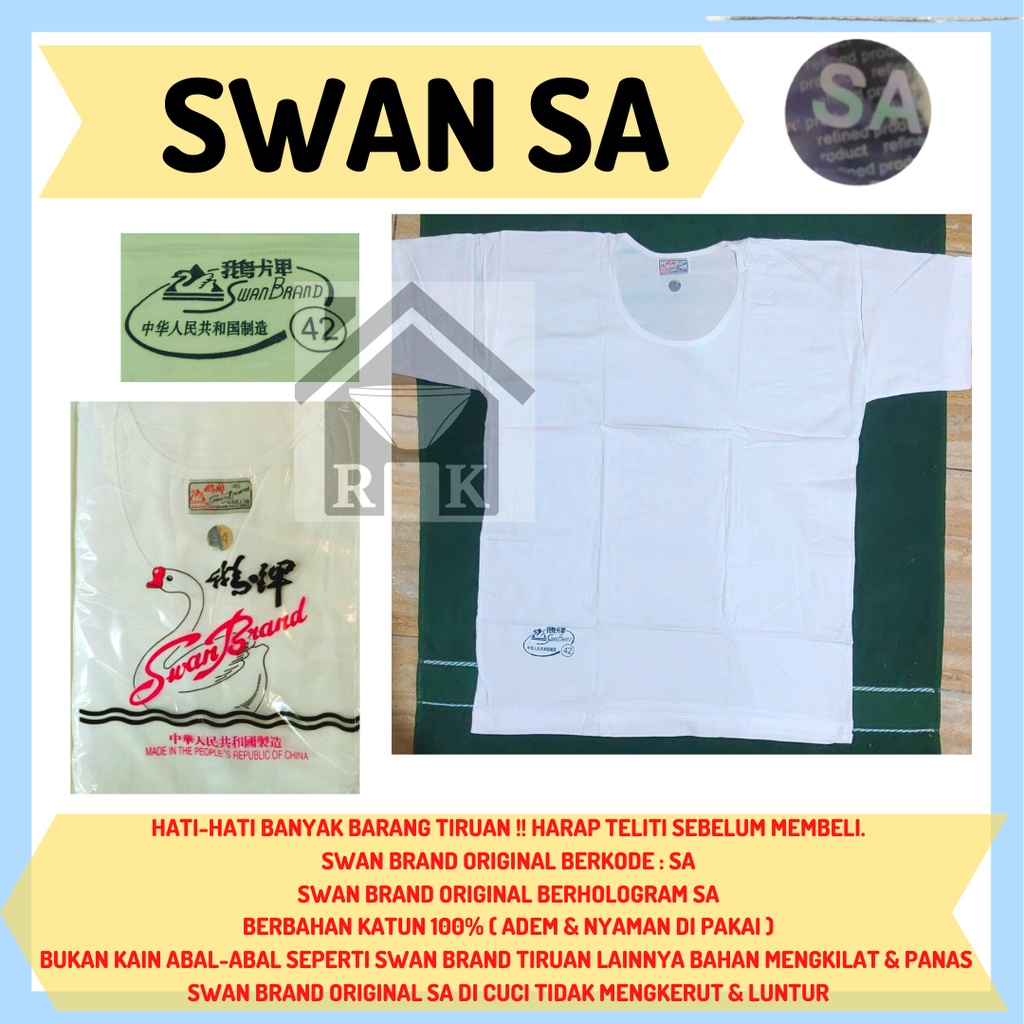 Kaos Dalam Oblong Pria Swan Brand Jumbo Original Katun Ukuran Besar 44-46-48 1 PACK ISI 6PCS