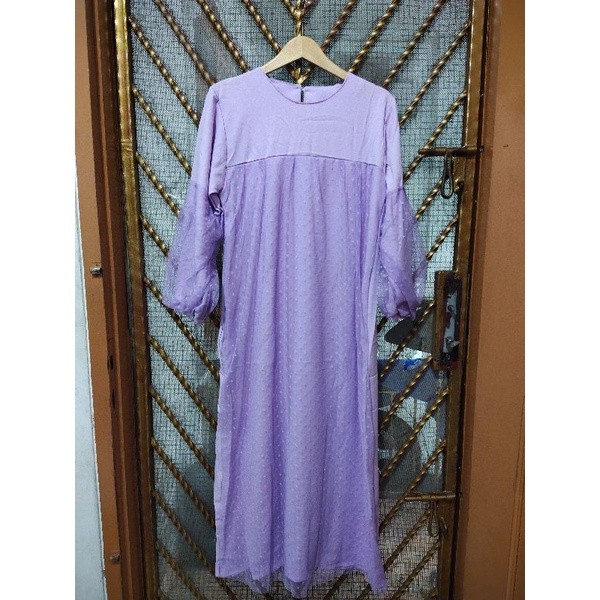 MX MEINDY / MAXI MEINDY MOSCREPE TILEDOT / GAMIS WANITA BRUKAT BAHAN MOSCREPE KOMBI TILE DOT