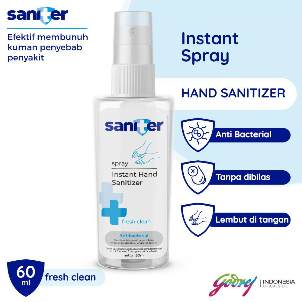 SANITER Hand Sanitizer Spray 60ml botol Disinfectant Semprot Tangan