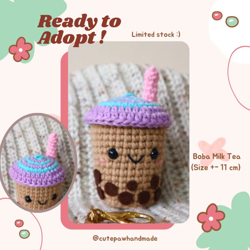 Boba Milk Tea Amigurumi Boneka Rajut - Crochet Doll 100% Handmade