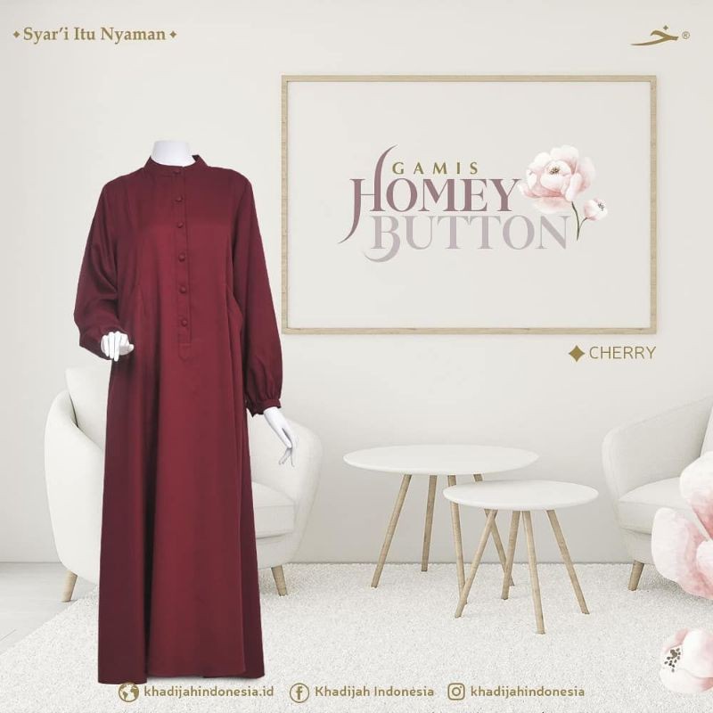 Gamis Homey Button Khadijah Indonesia #Adzkyashop