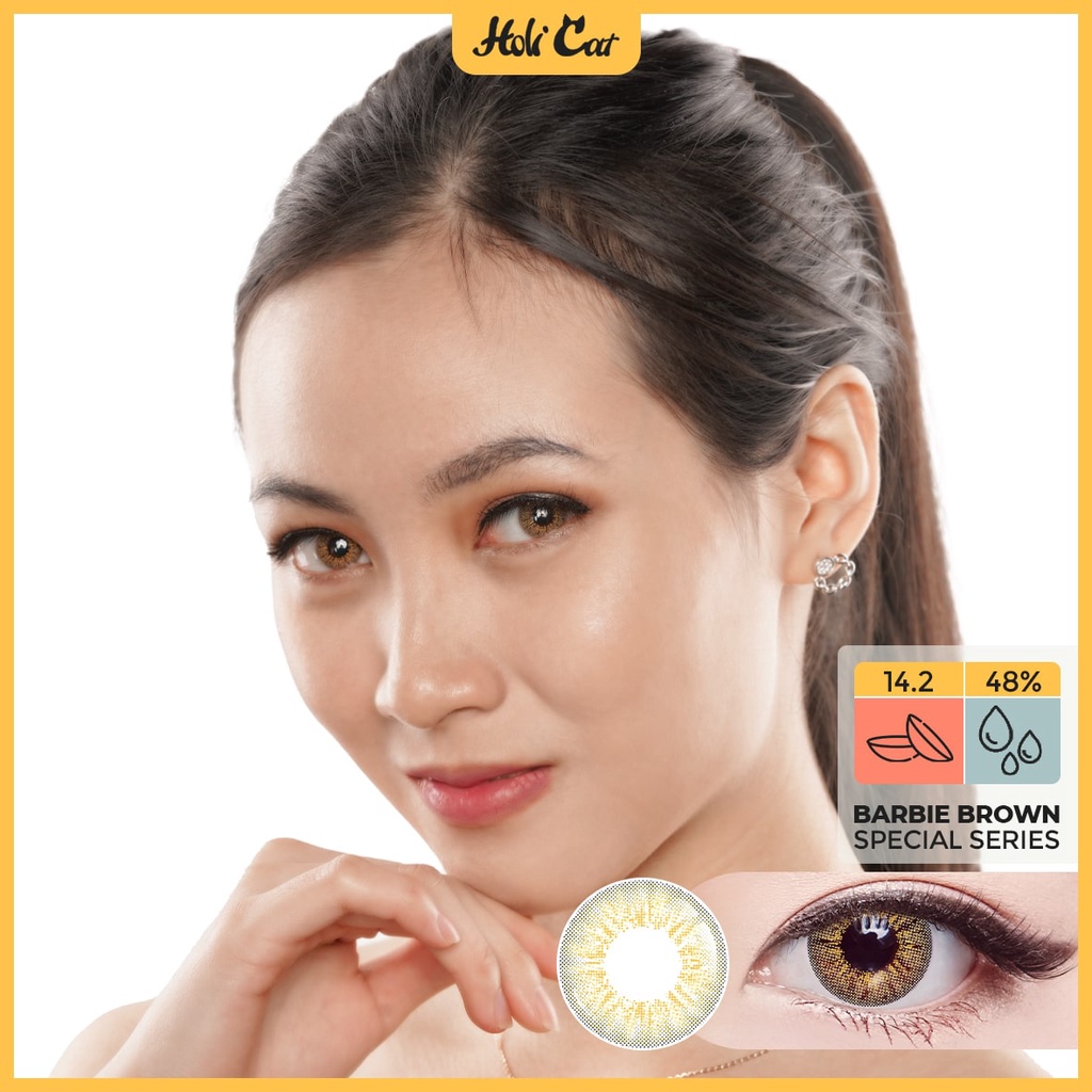 Softlens Holicat Barbie Brown Spesial Series / Soflen Holi Cat 3Tone Silicone Hydrogel Barbie Cat Brown / Holicat New Warna Normal