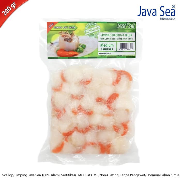 

JAVA SEA Scallop Daging + Telur Size M per pack 200gr