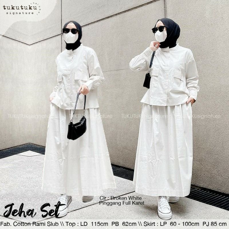 Set wanita setelan rok katun linen rami jumbo LD 115